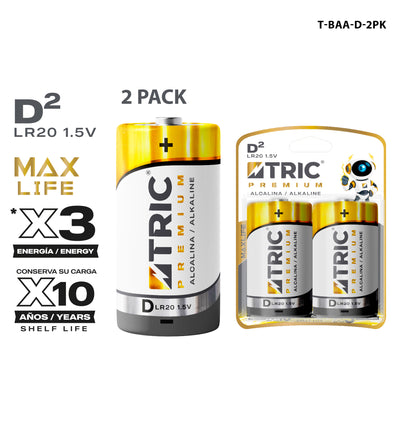 Batería Alcalina D LR20 1.5V TRIC / T-BAA-D-2PK