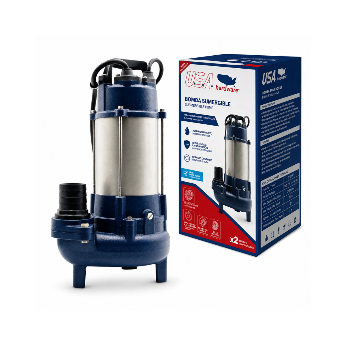Pompe Submersible 1 1/2 HP 120 V USA Hardware / U-AF1100