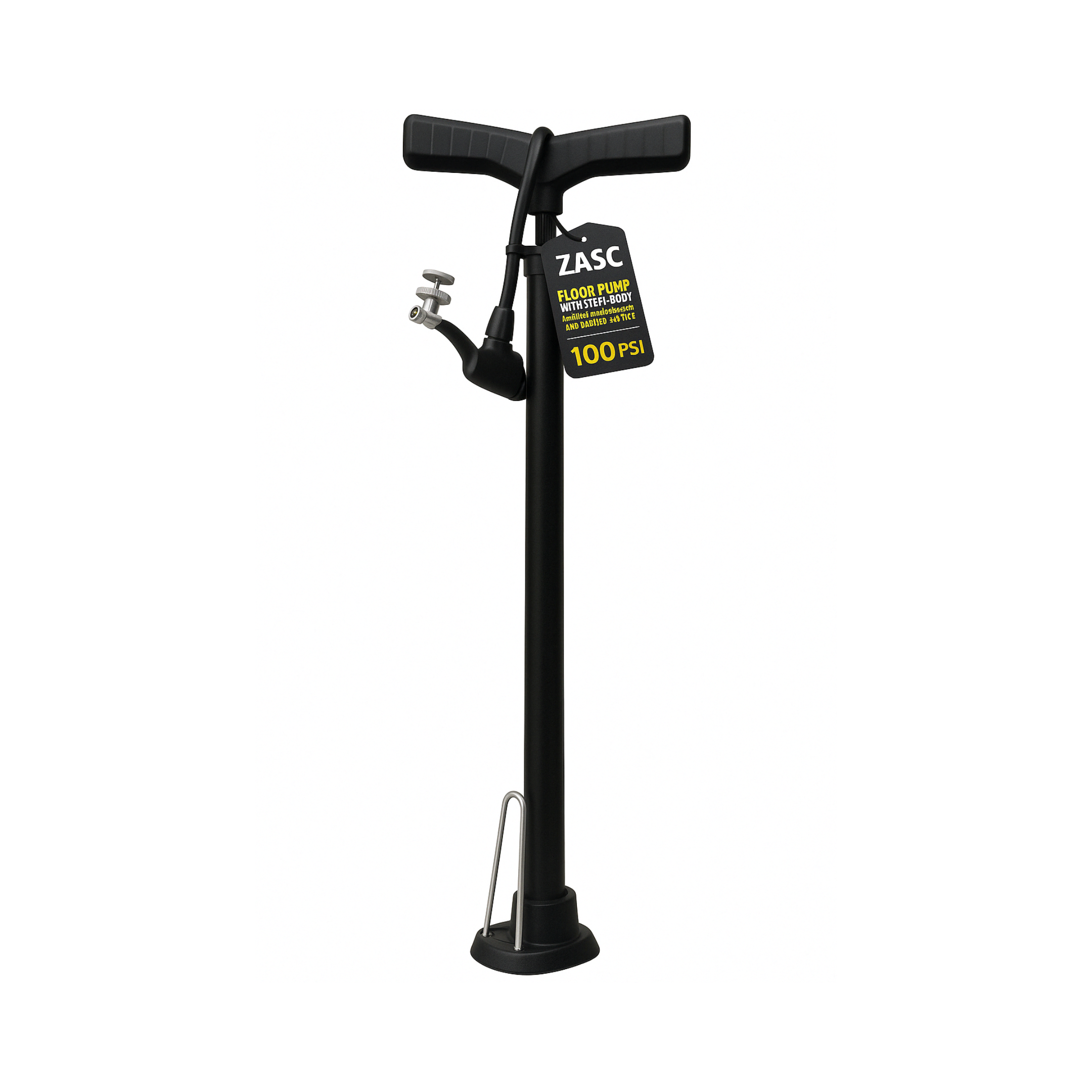 ZASC Floor Pump with Steel Body for Presta, Schrader, and Dunlop Valves – 100 PSI