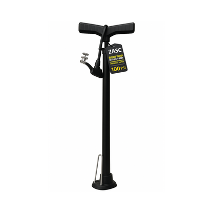 ZASC Floor Pump with Steel Body for Presta, Schrader, and Dunlop Valves – 100 PSI