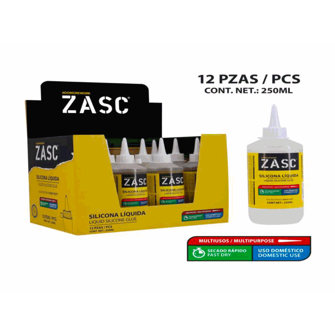 ZASC Liquid Silicone Glue 250ml Multipurpose Fast Dry | 12Pcs