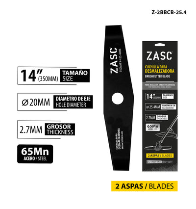 Cuchilla Desmalezadora 2 Aspas 14” ZASC / Z-2BBCB-25.4