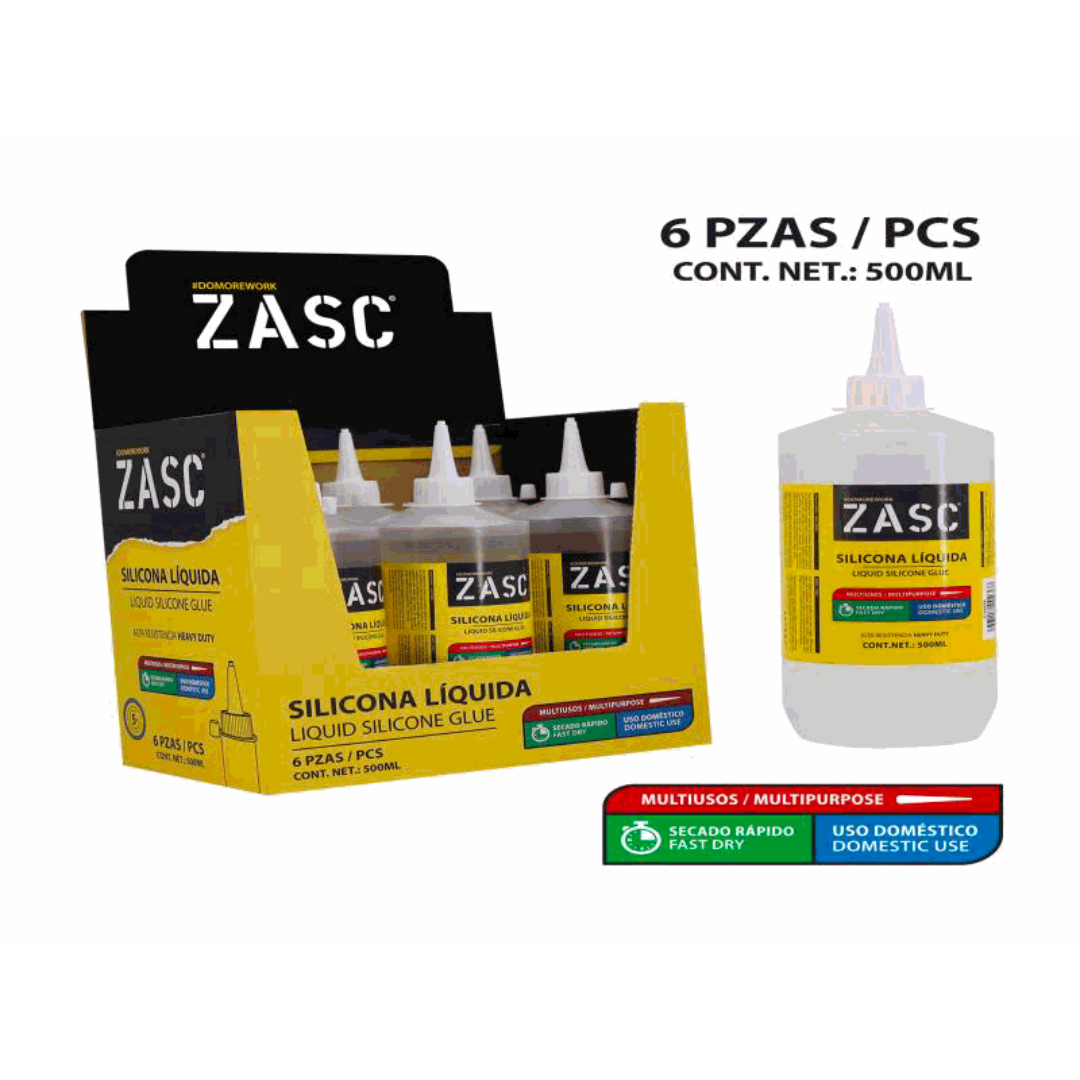 ZASC Liquid Silicone Glue 500ml Multipurpose Fast Dry | 6 PCS