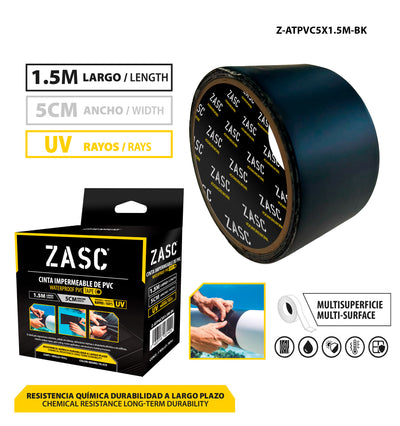 Cinta Impermeable de PVC ZASC / Z-ATPVC5X1.5M-BK