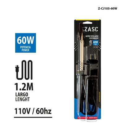 Fer à Souder Type Crayon 60W Manche Noir ZASC / Z-CJ105-60W