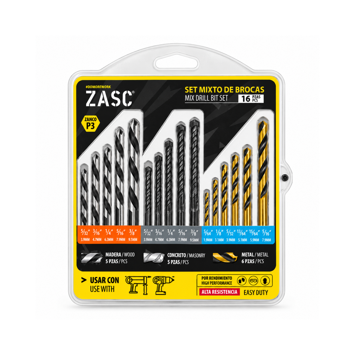 Mixed Drill Bit Set – 16 Pieces ZASC / Z-DBMIX-16SET