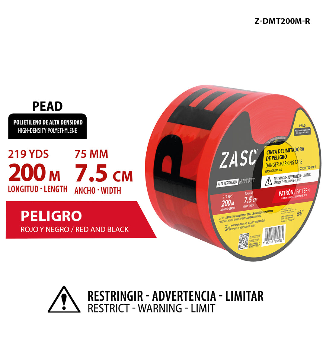 Cinta Delimitadora de Peligro ZASC / Z-DMT200M-R