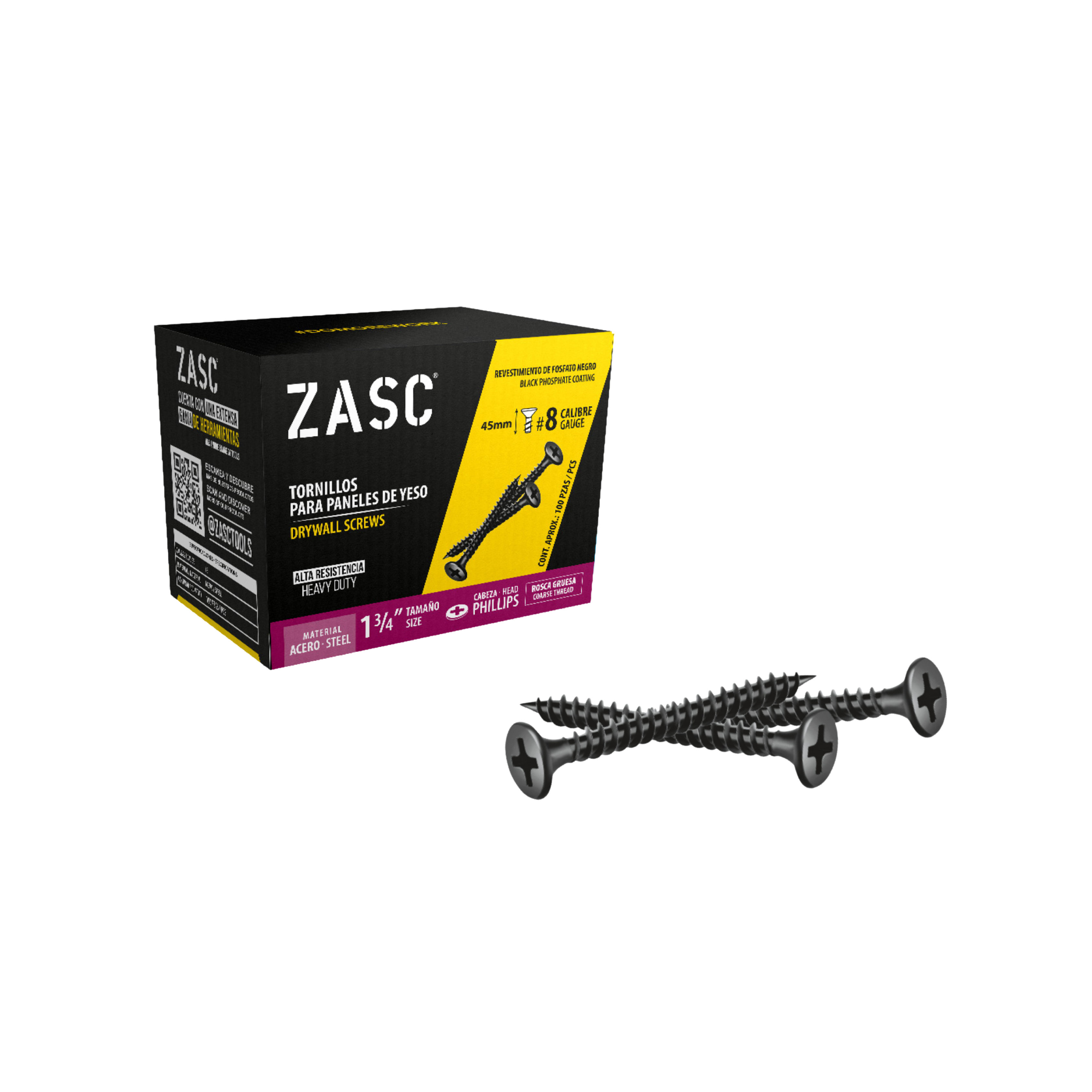 Tornillos p/Gypsum Rosca Gruesa 1 3/4" Zasc / Z-DSCT-8X13-4