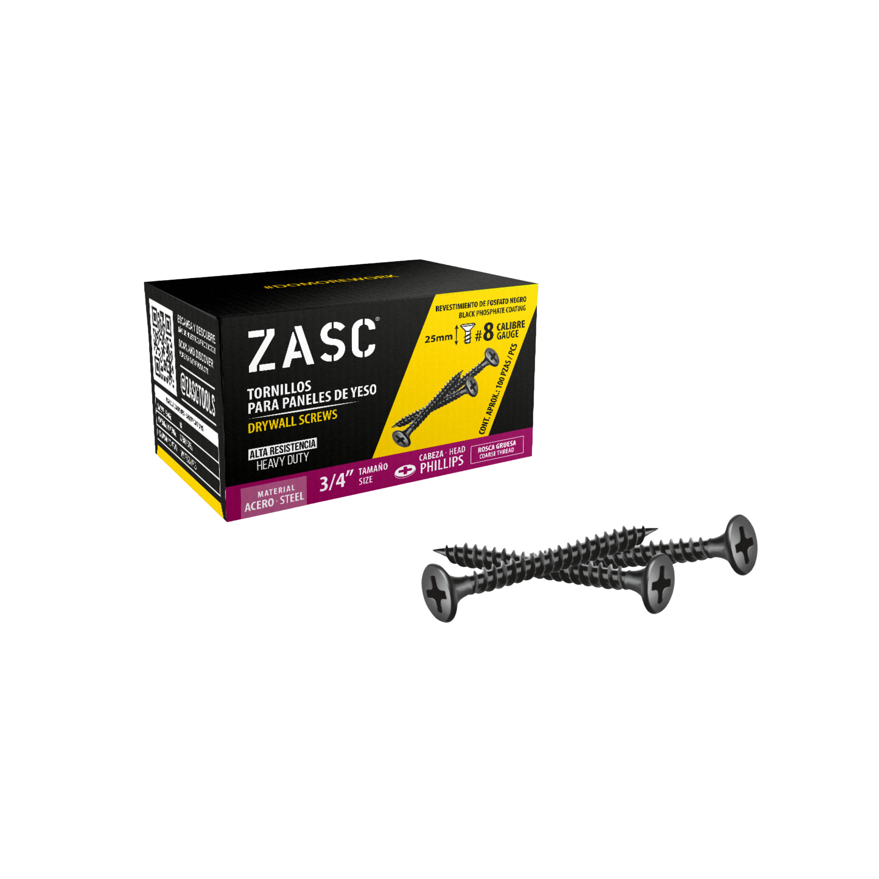 Tornillos p/Gypsum Rosca Gruesa 3/4" Zasc / Z-DSCT-8X3-4