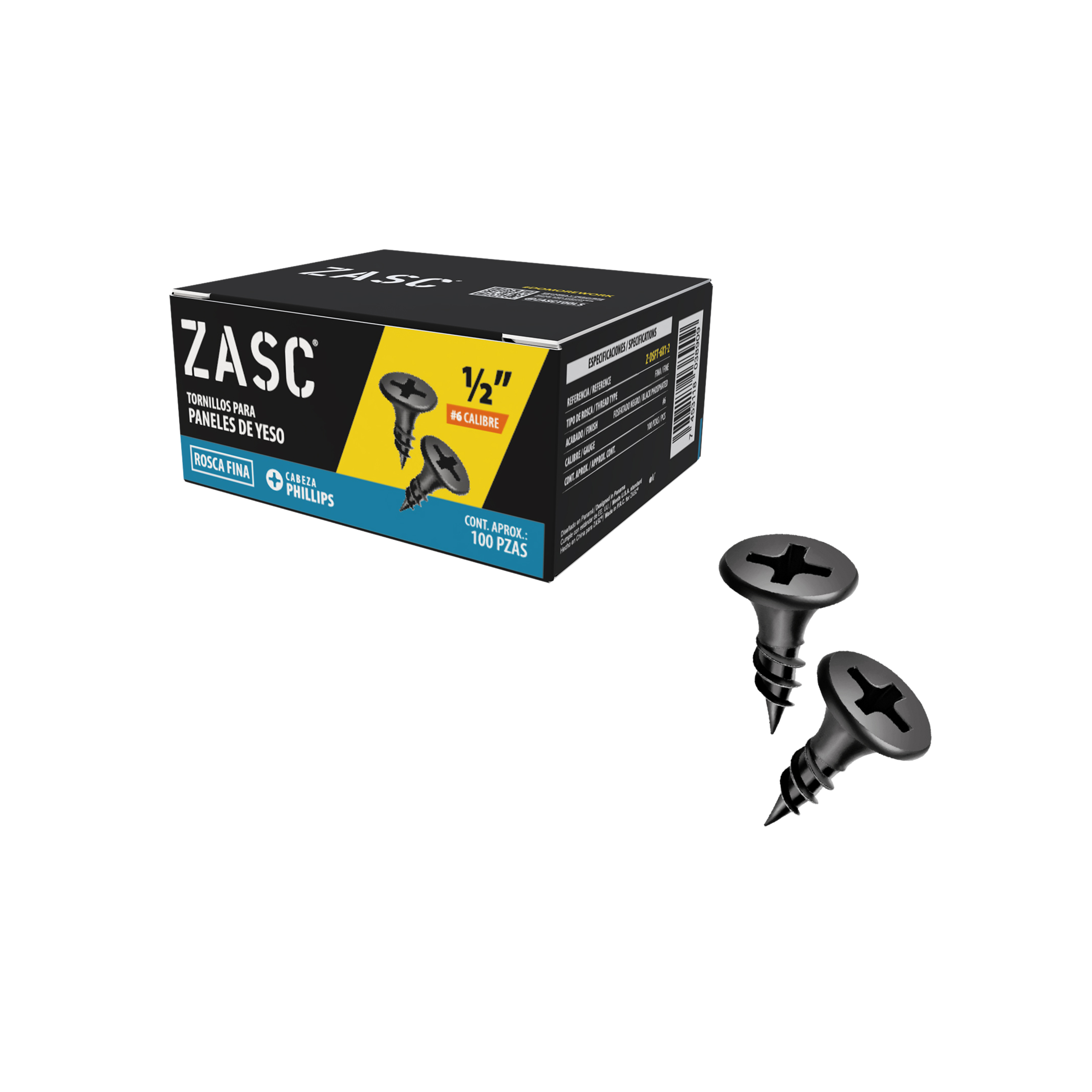 Vis pour Cloison Sèche à Filetage Fin 1/2" Zasc / Z-DSFT-6X1-2