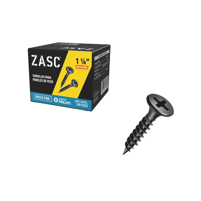 Tornillos Drywall Rosca Fina 1 1/4" Zasc / Z-DSFT-6X11-4