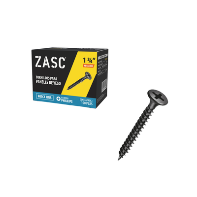 Tornillos Drywall Rosca Fina 1 3/4" Zasc / Z-DSFT-6X13-4