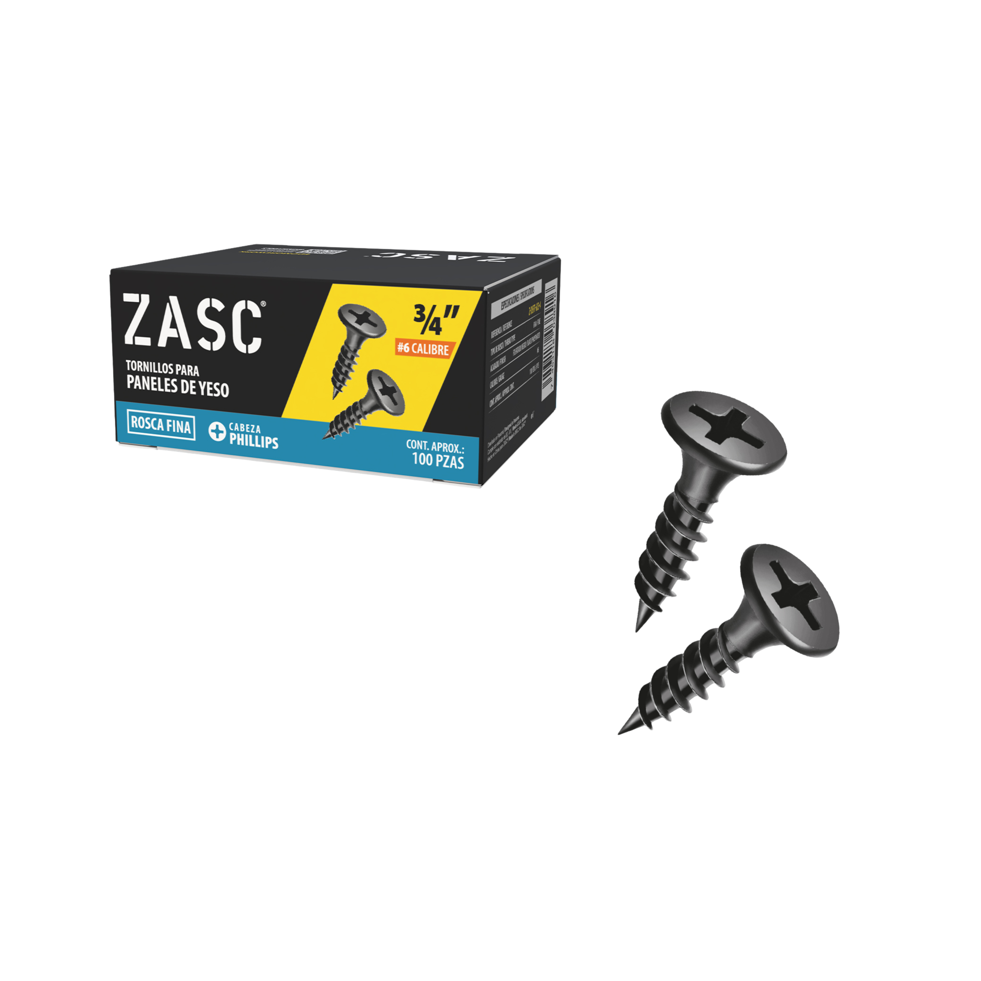 Vis pour Cloison Sèche à Filetage Fin 3/4" Zasc / Z-DSFT-6X3-4