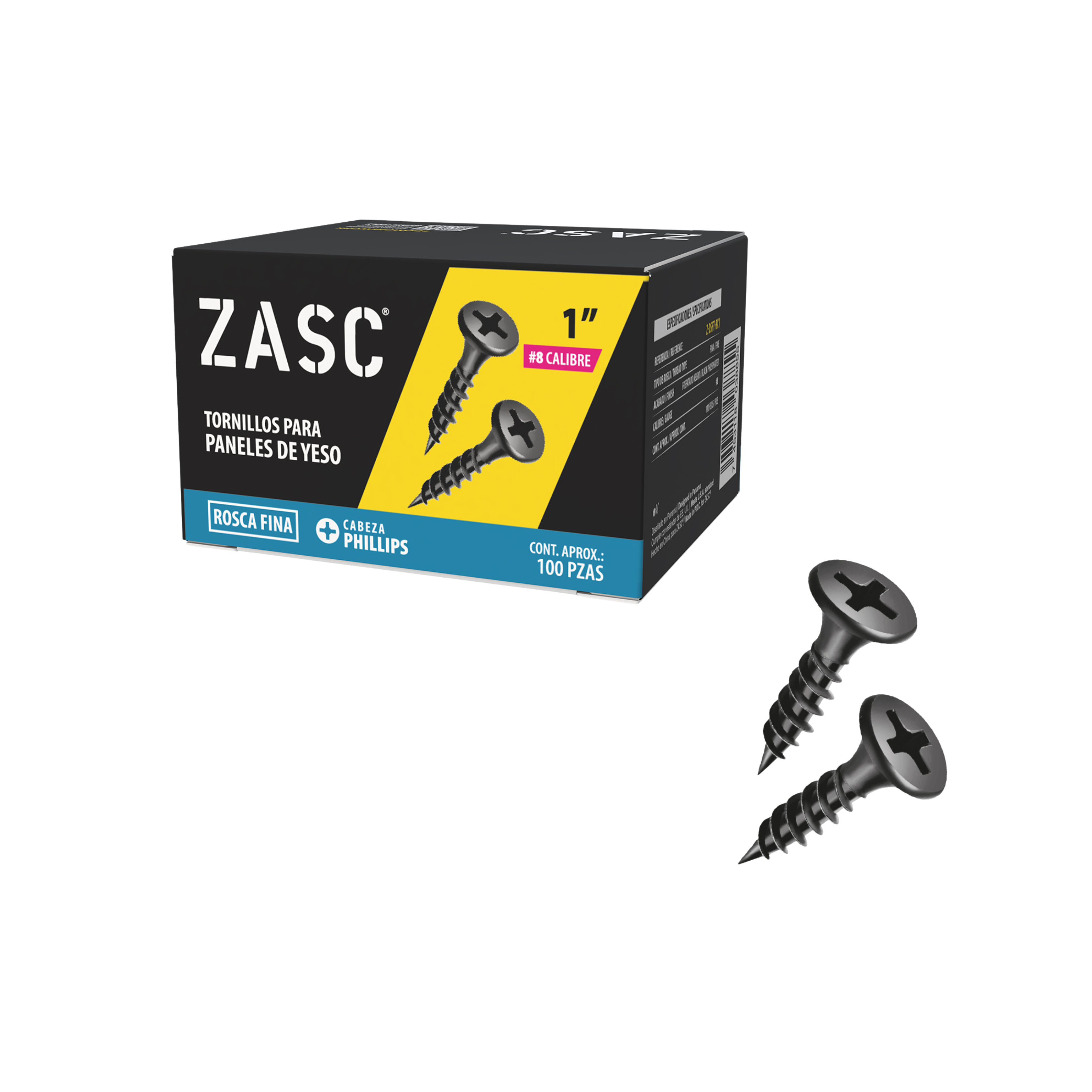 Vis pour Cloison Sèche à Filetage Fin 1" Zasc / Z-DSFT-8X1