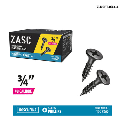 Fine Thread Drywall Screws 3/4" Zasc / Z-DSFT-8X3-4