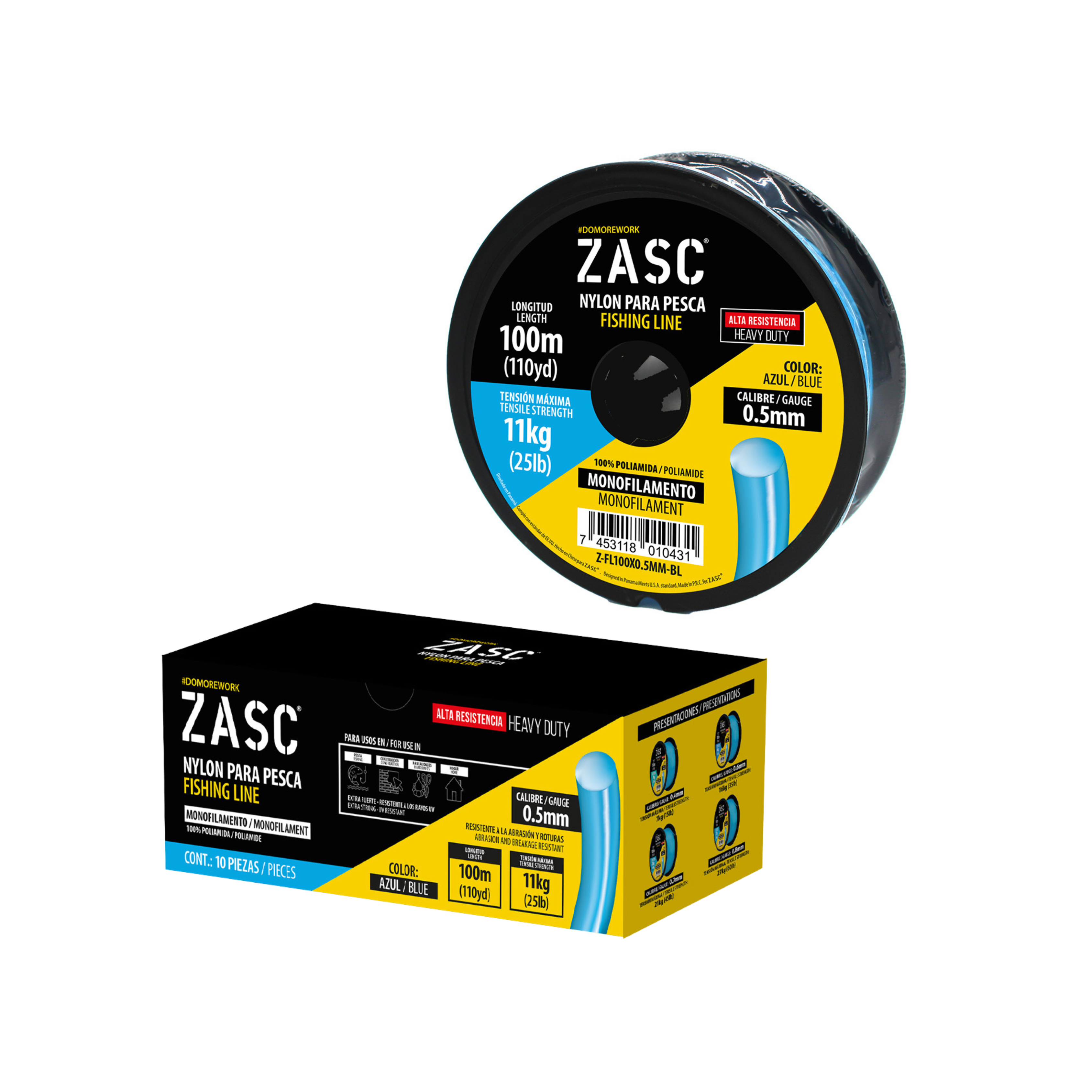 Hilo de Pesca 25lb Azul ZASC / Z-FL100X0.5MM-BL