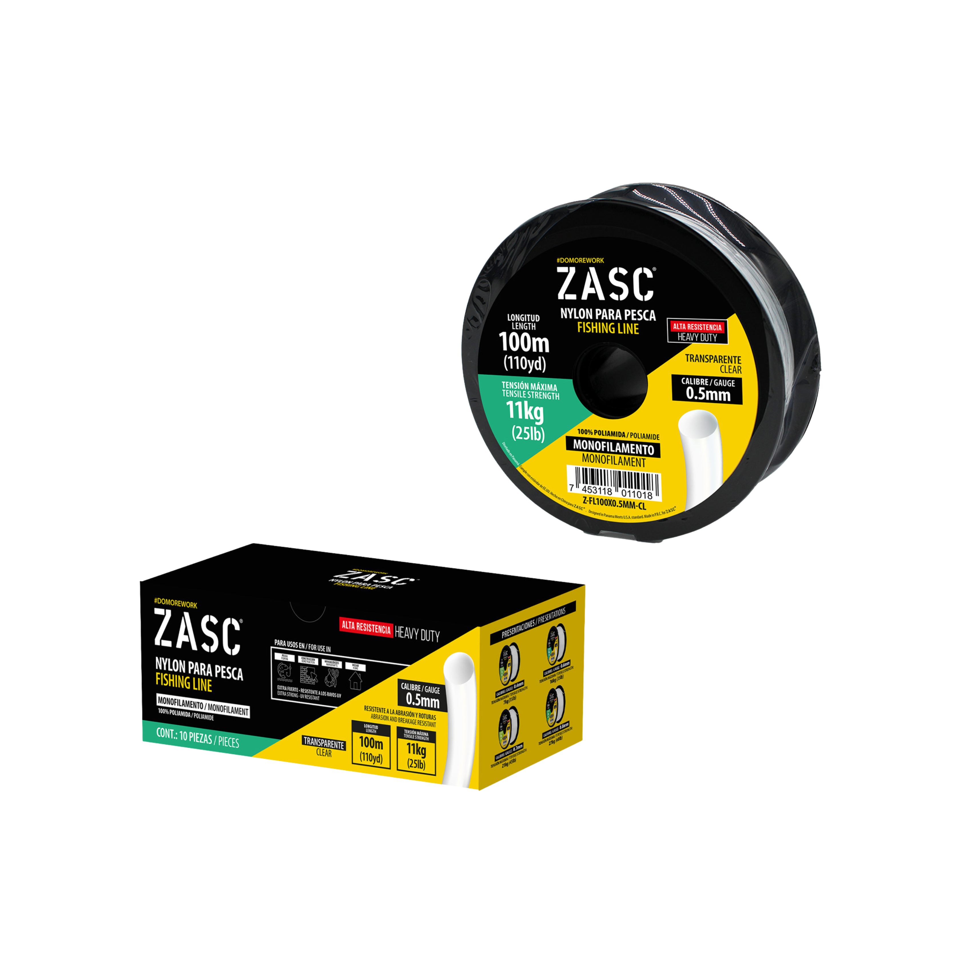 Hilo de Pesca 25lb Transparente ZASC / Z-FL100X0.5MM-CL