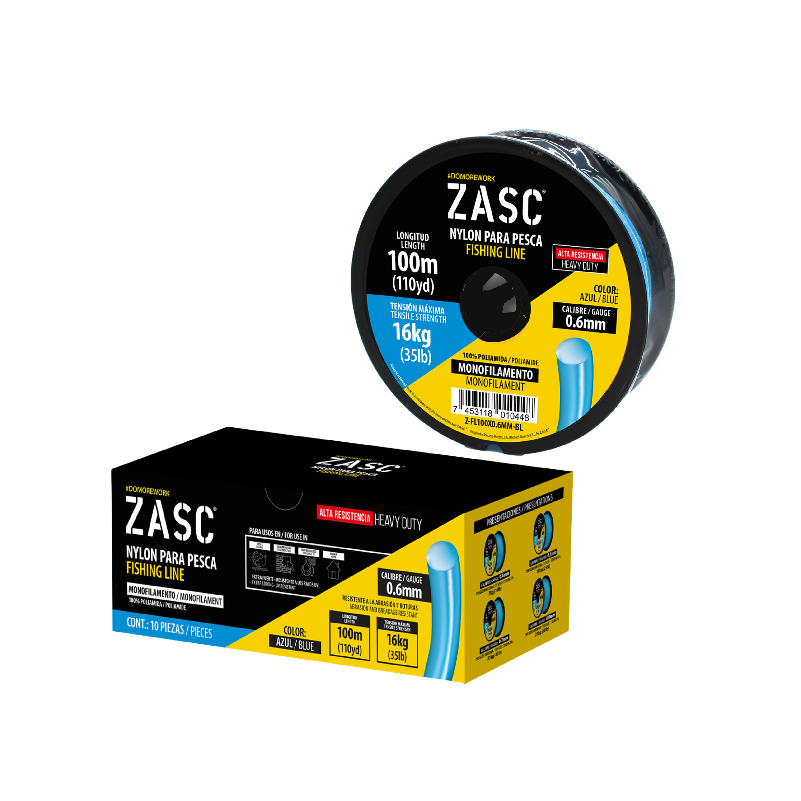Hilo de Pesca 35lb Azul ZASC / Z-FL100X0.6MM-BL