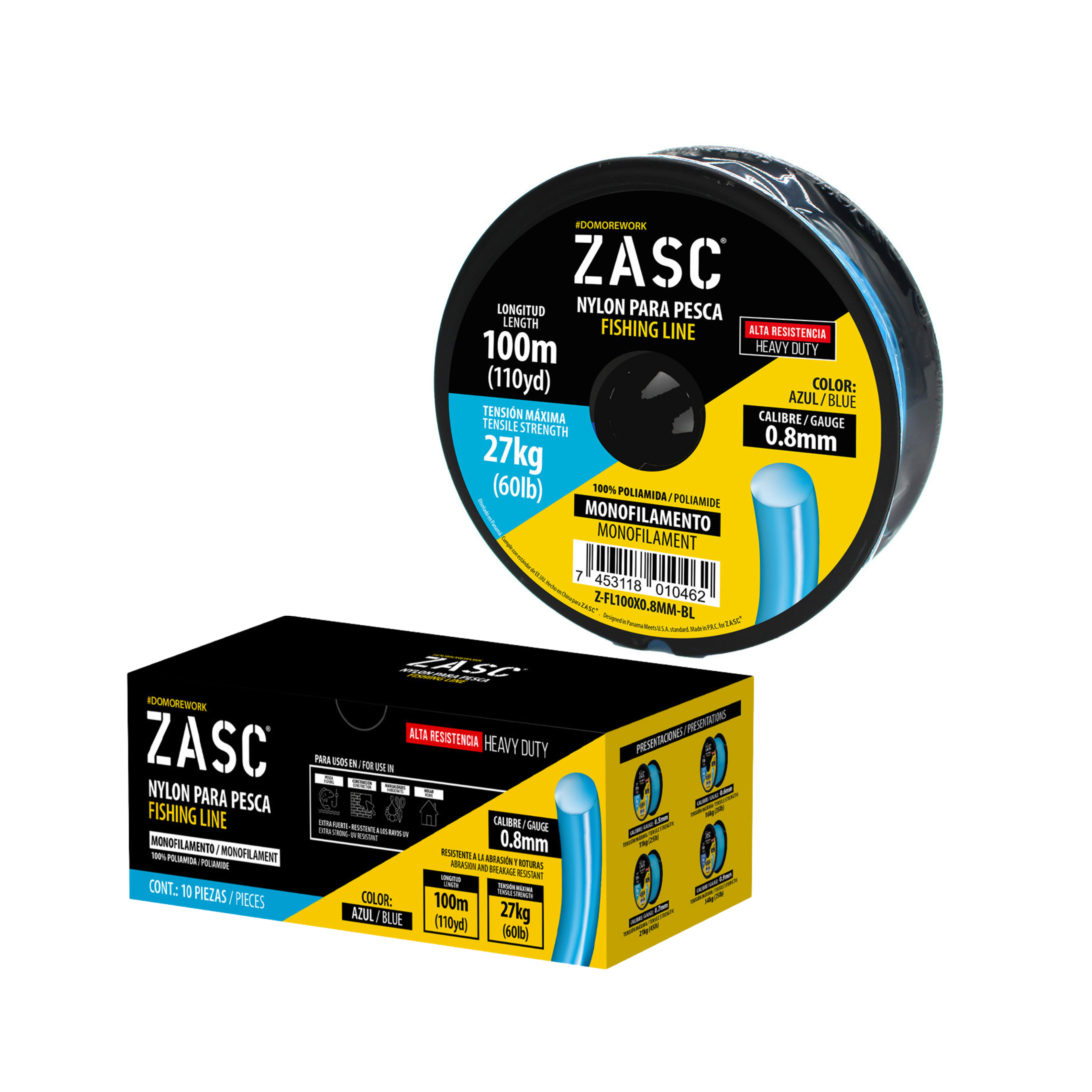 Hilo de Pesca 60lb Azul ZASC / Z-FL100X0.8MM-BL