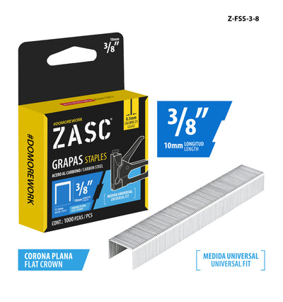 Flat Crown Staples 3/8" Zasc / Z-FSS-3-8