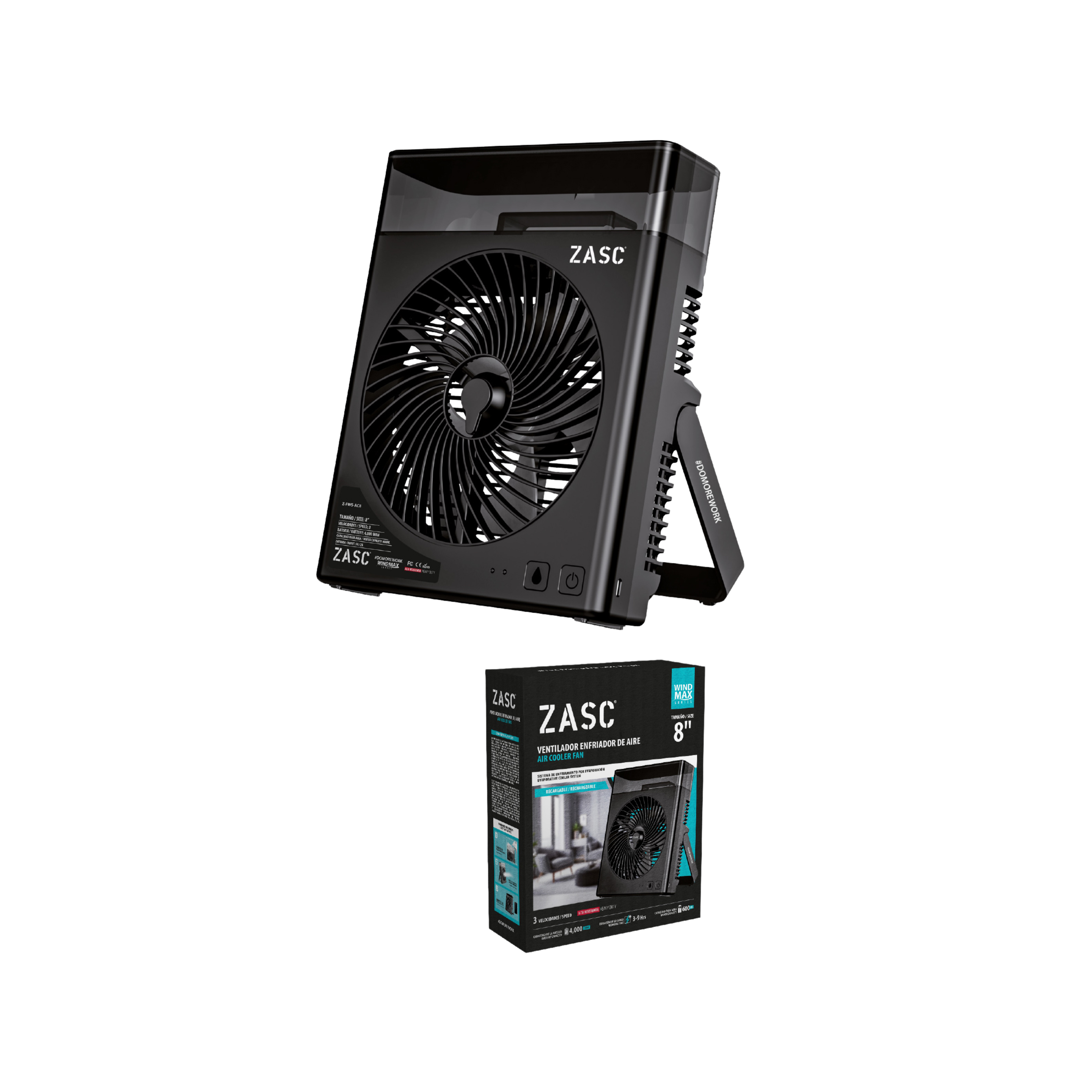 Ventilador Enfriador 8" Recargable ZASC / Z-FWS-AC8
