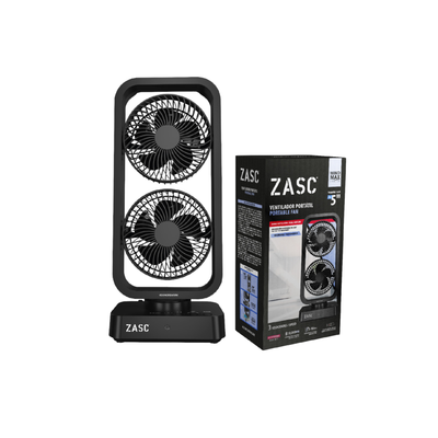 Ventilador Dual 2x5" Recargable ZASC / Z-FWS-P2X5