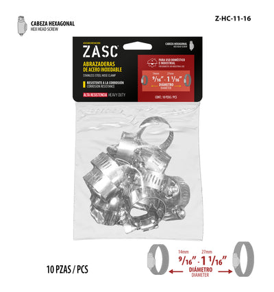 Stainless Steel Hex Head Clamp ZASC / Z-HC-11-16