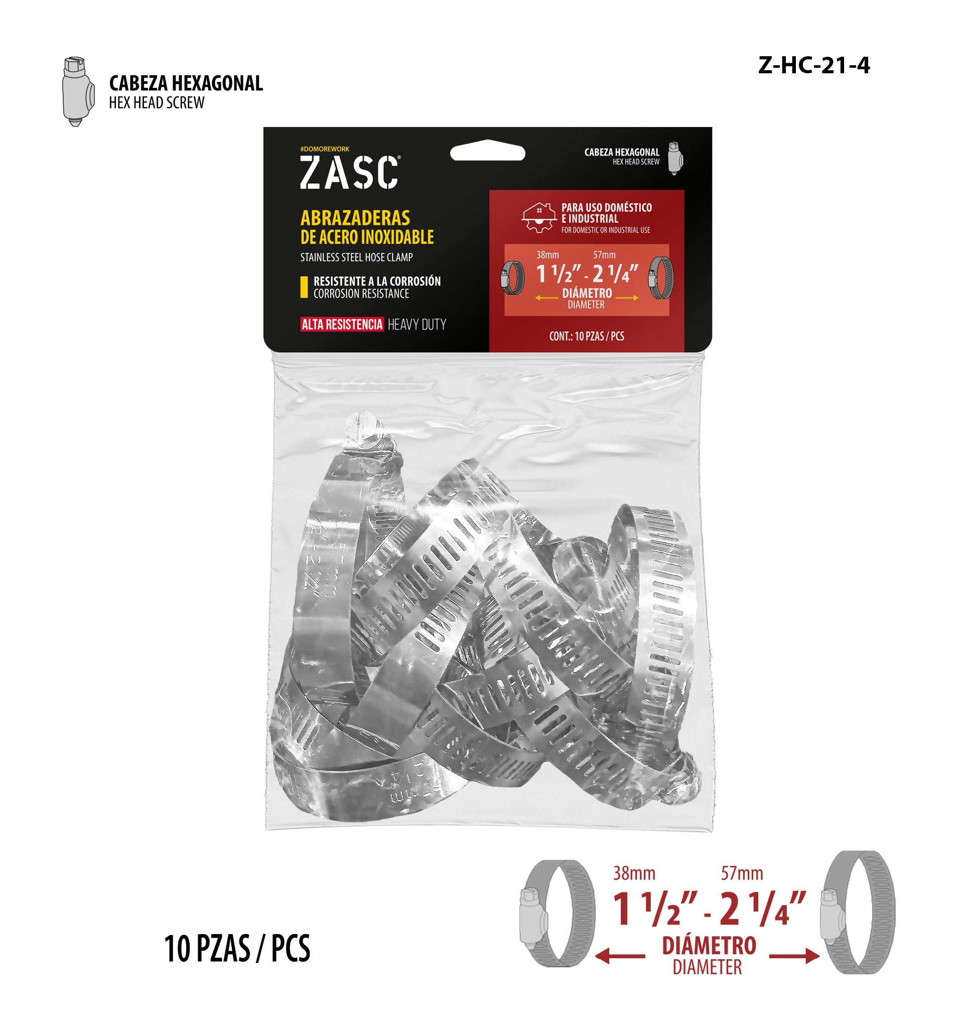 Abrazadera de Acero Inoxidable ZASC / Z-HC-21-4