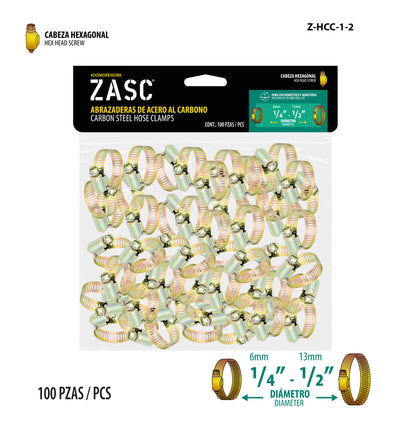 Hexagonal Hose Clamps 100 pcs Zasc / Z-HCC-1-2