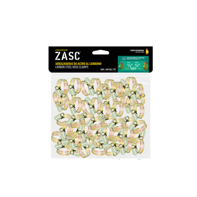 Hexagonal Hose Clamps 100 pcs Zasc / Z-HCC-1-2