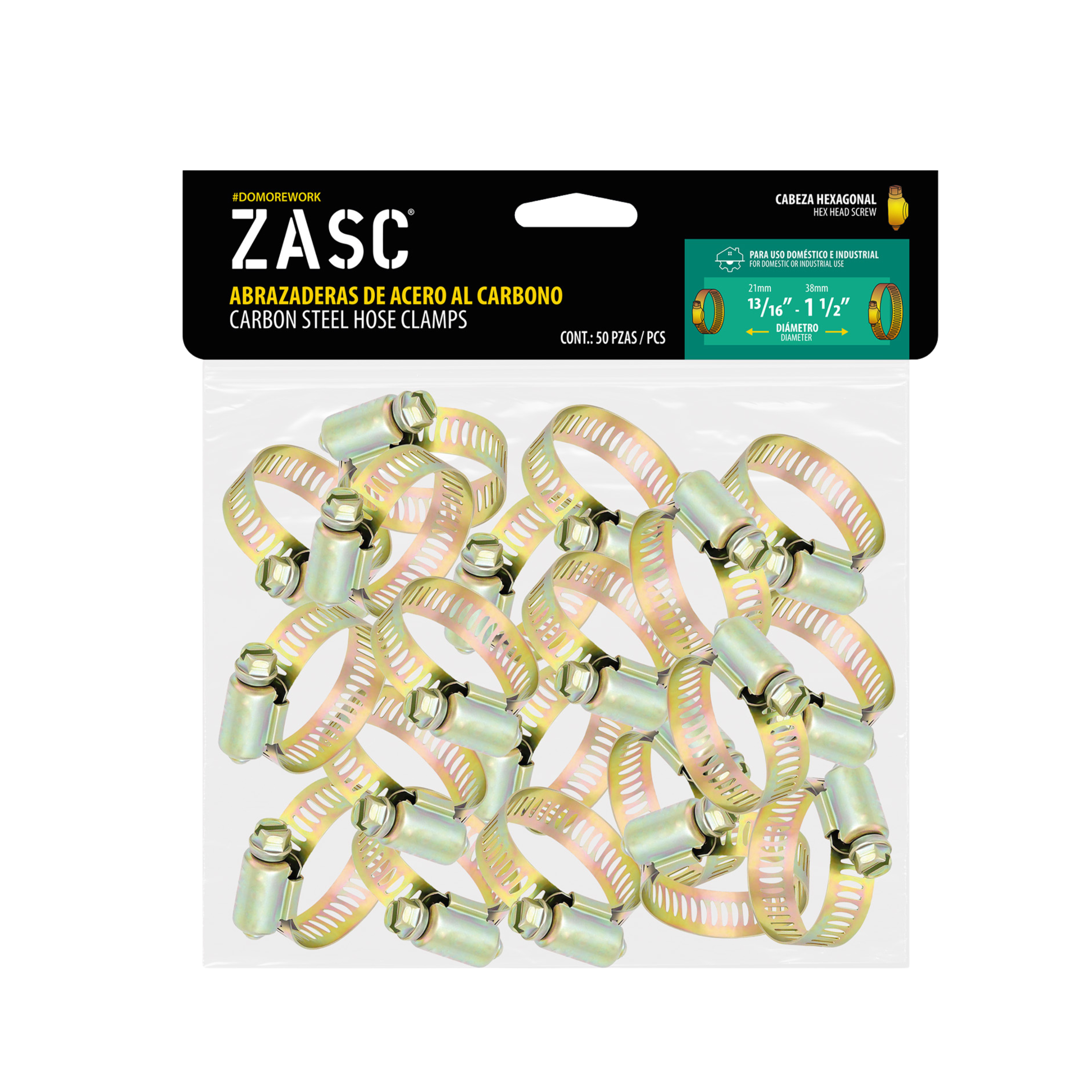 Abrazaderas para Manguera Hexagonal 50 pzas Zasc / Z-HCC-11-2