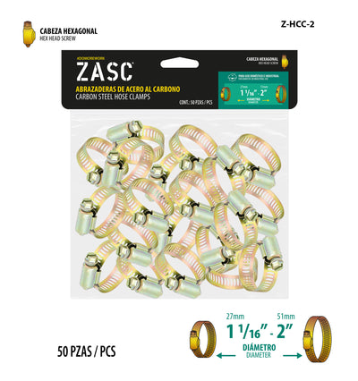 Hexagonal Hose Clamps 50 pcs Zasc / Z-HCC-2