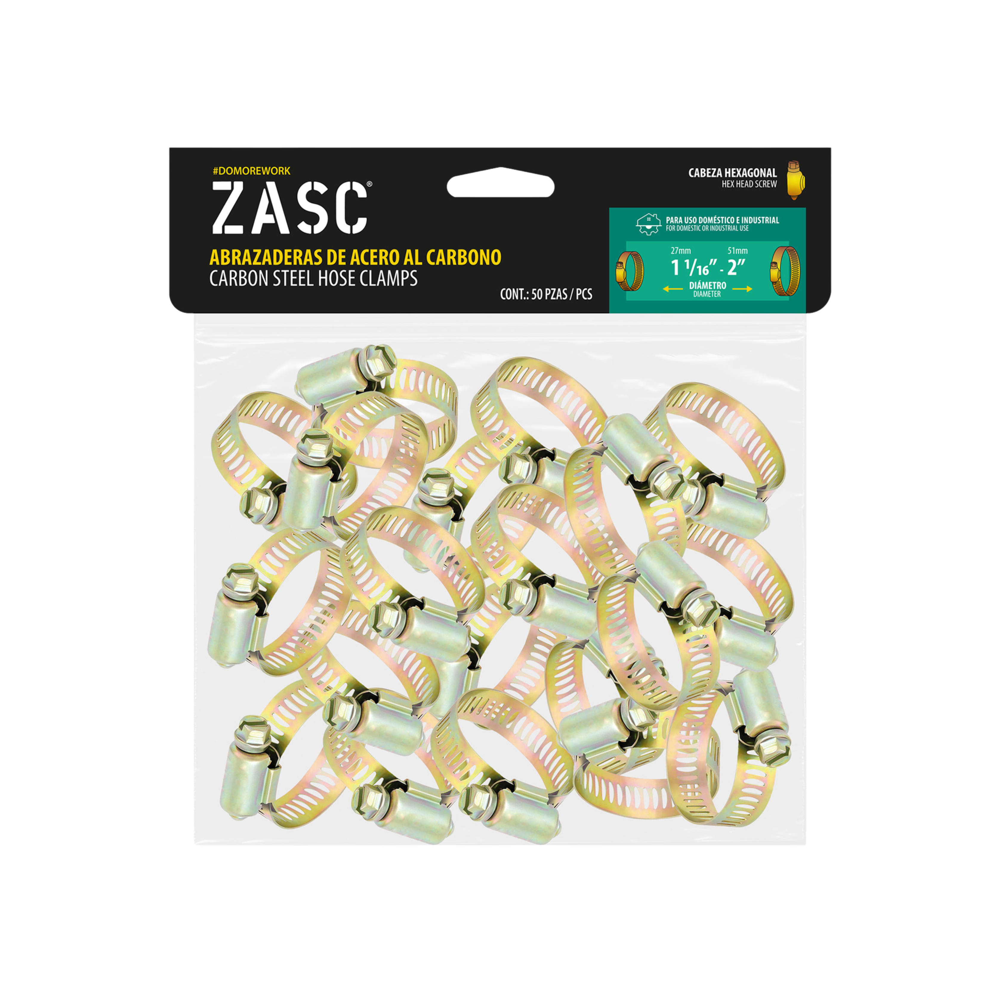 Abrazaderas para Manguera Hexagonal 50 Pzas Zasc / Z-HCC-2