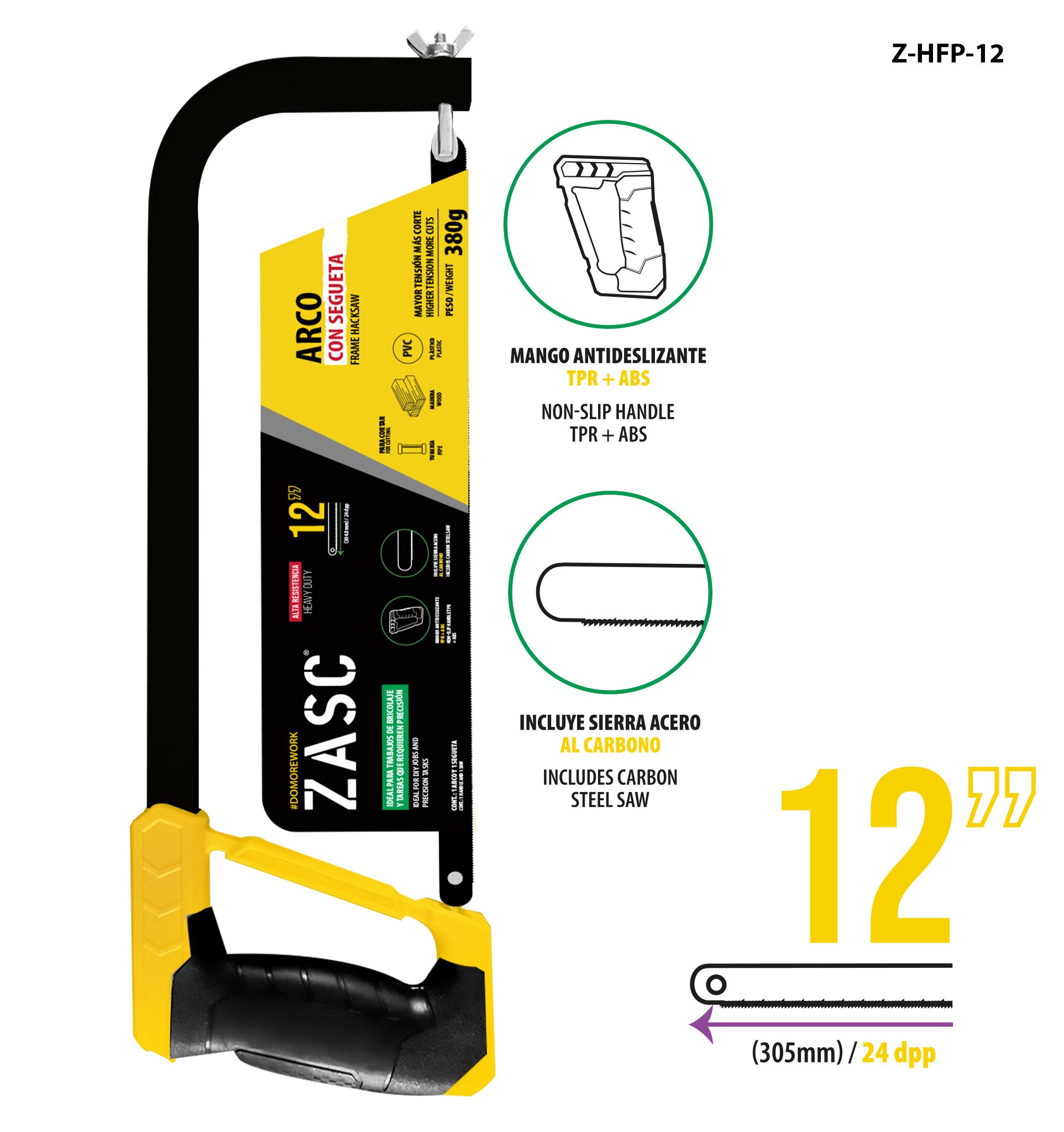 Arco con Segueta + Plástico ABS 380g Zasc / Z-HFP-12