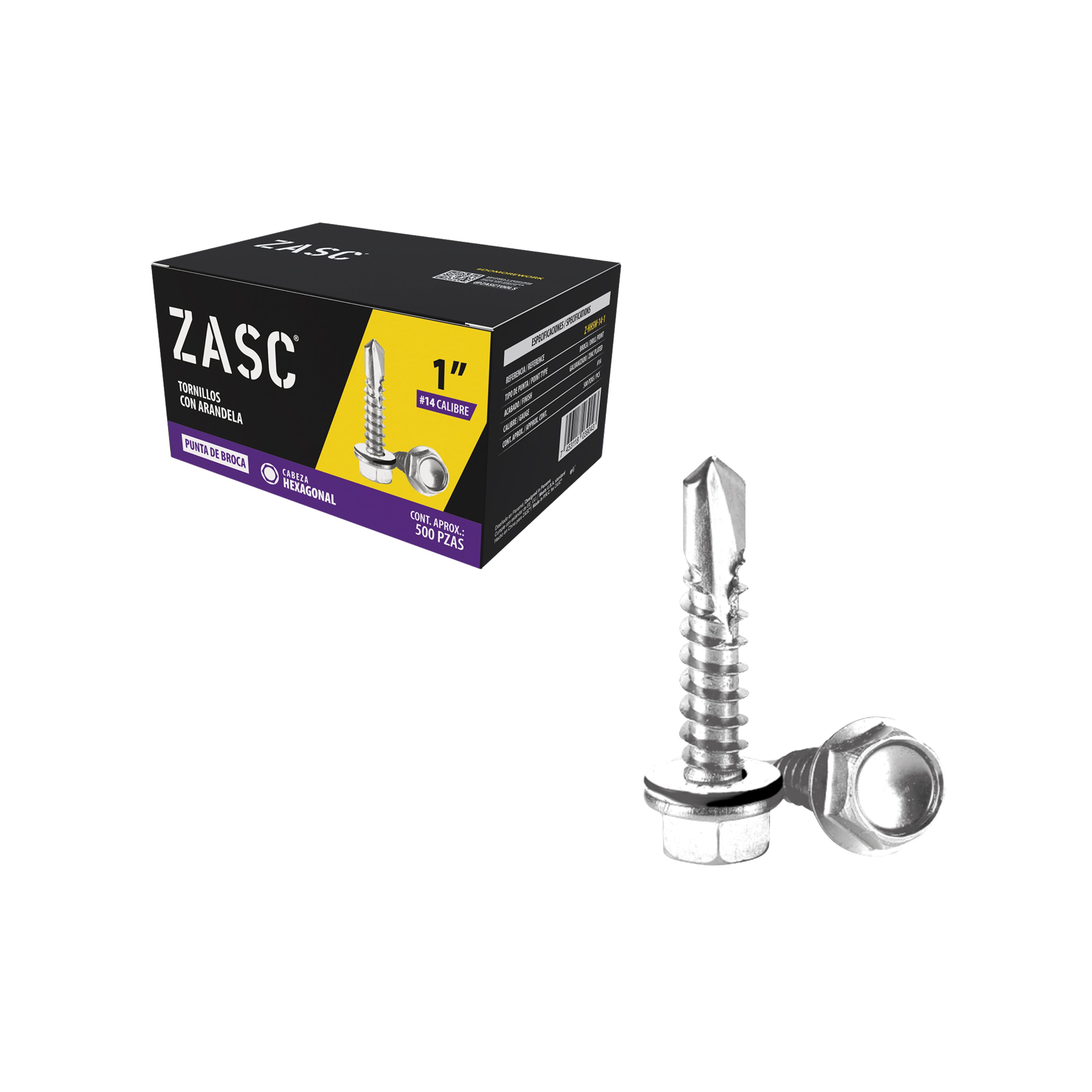 Tornillos con Arandela 1" Zasc / Z-HHSW-14-1