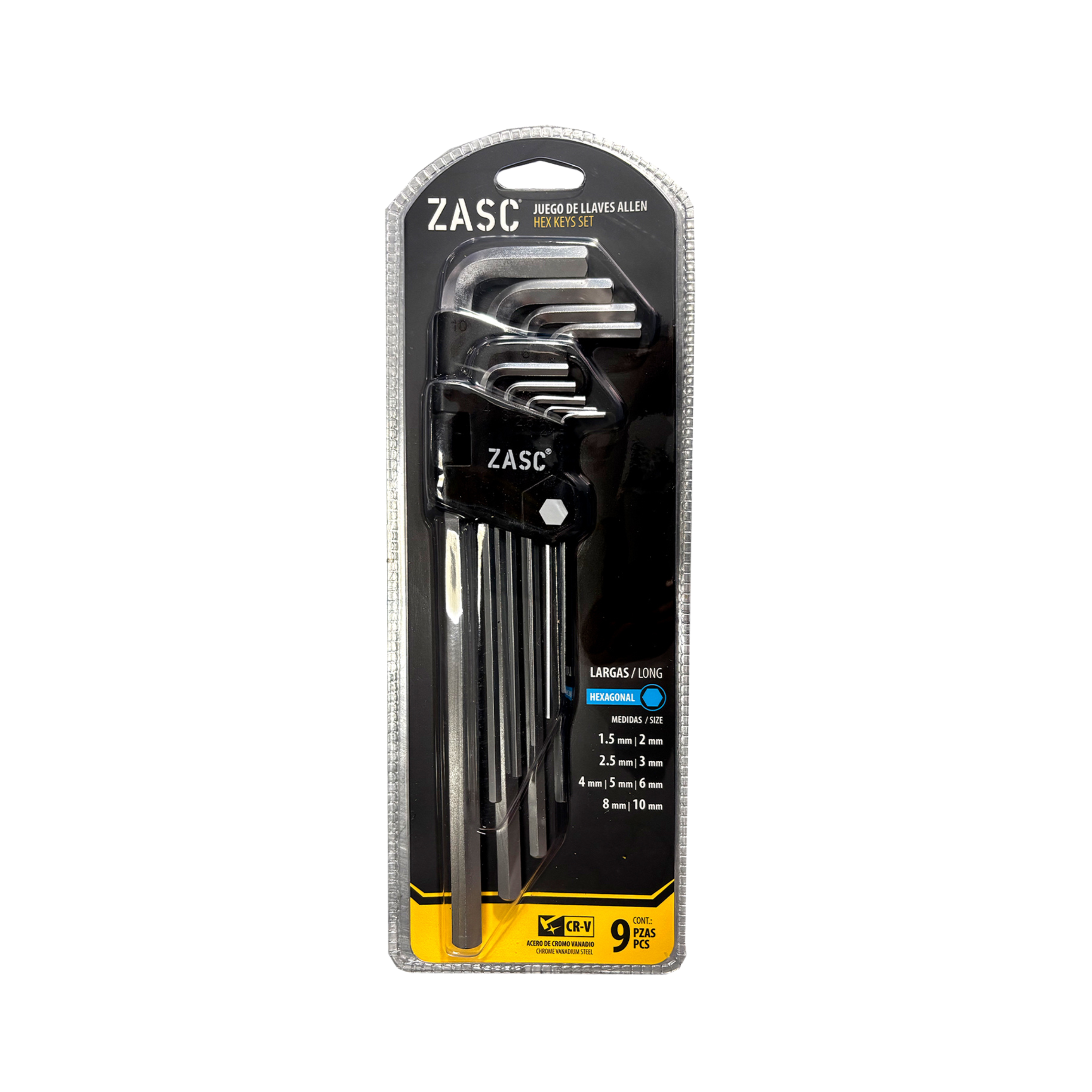 Juego de Llaves Allen Largas 9 pzas Zasc / Z-HKWS-CRV-L