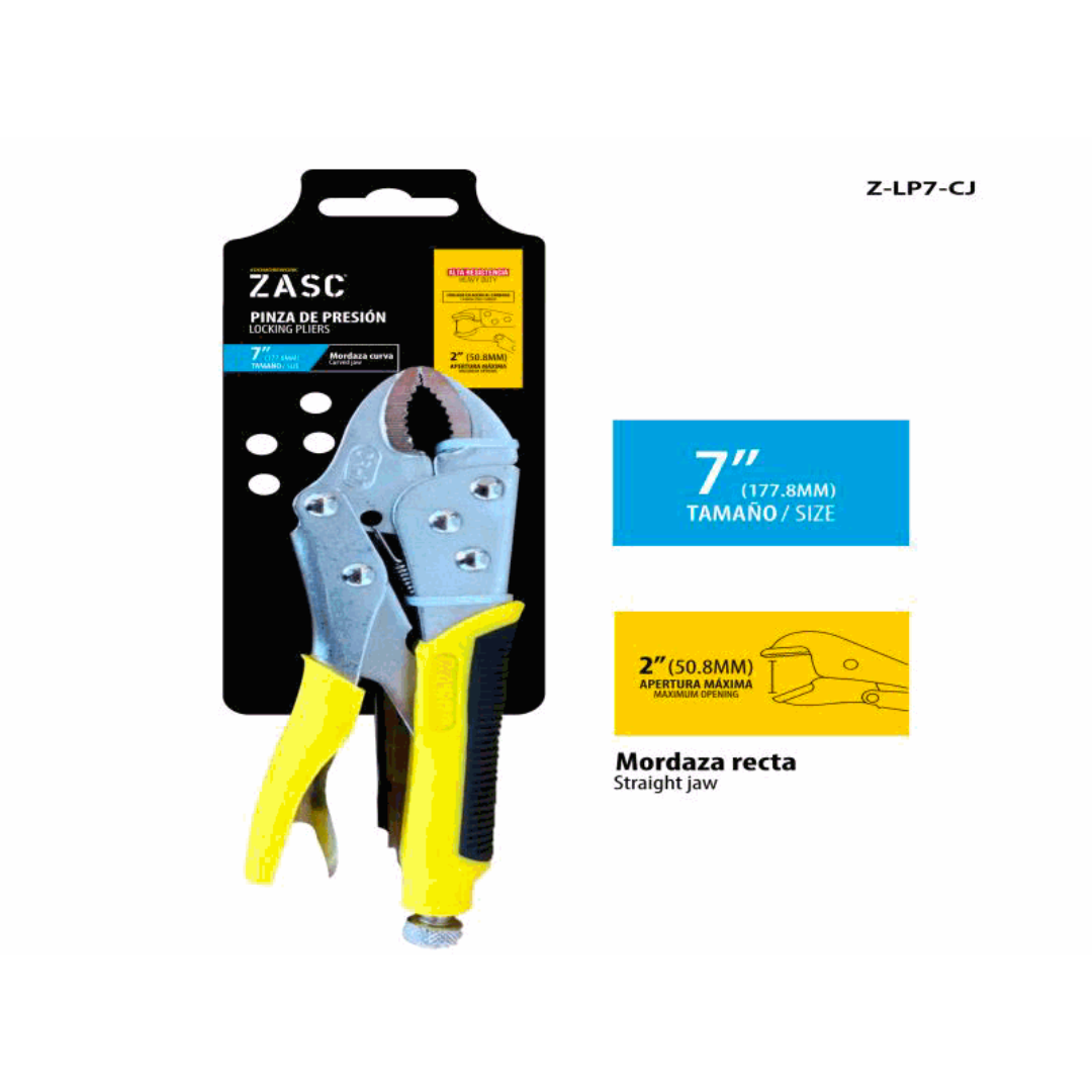 ZASC Locking Pliers 7" with Curved Jaw