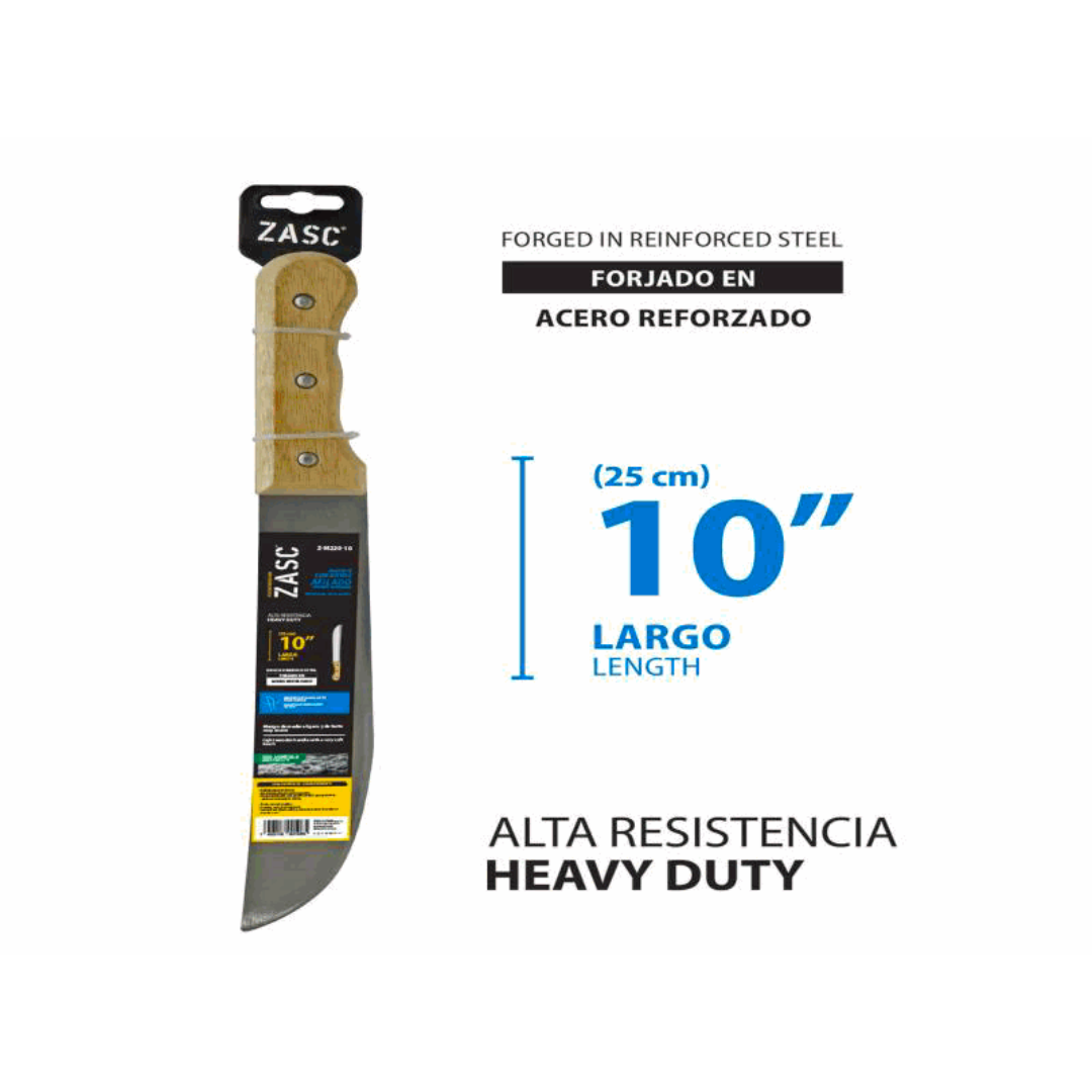 ZASC 10" Reinforced Steel Machete with Wooden Handle