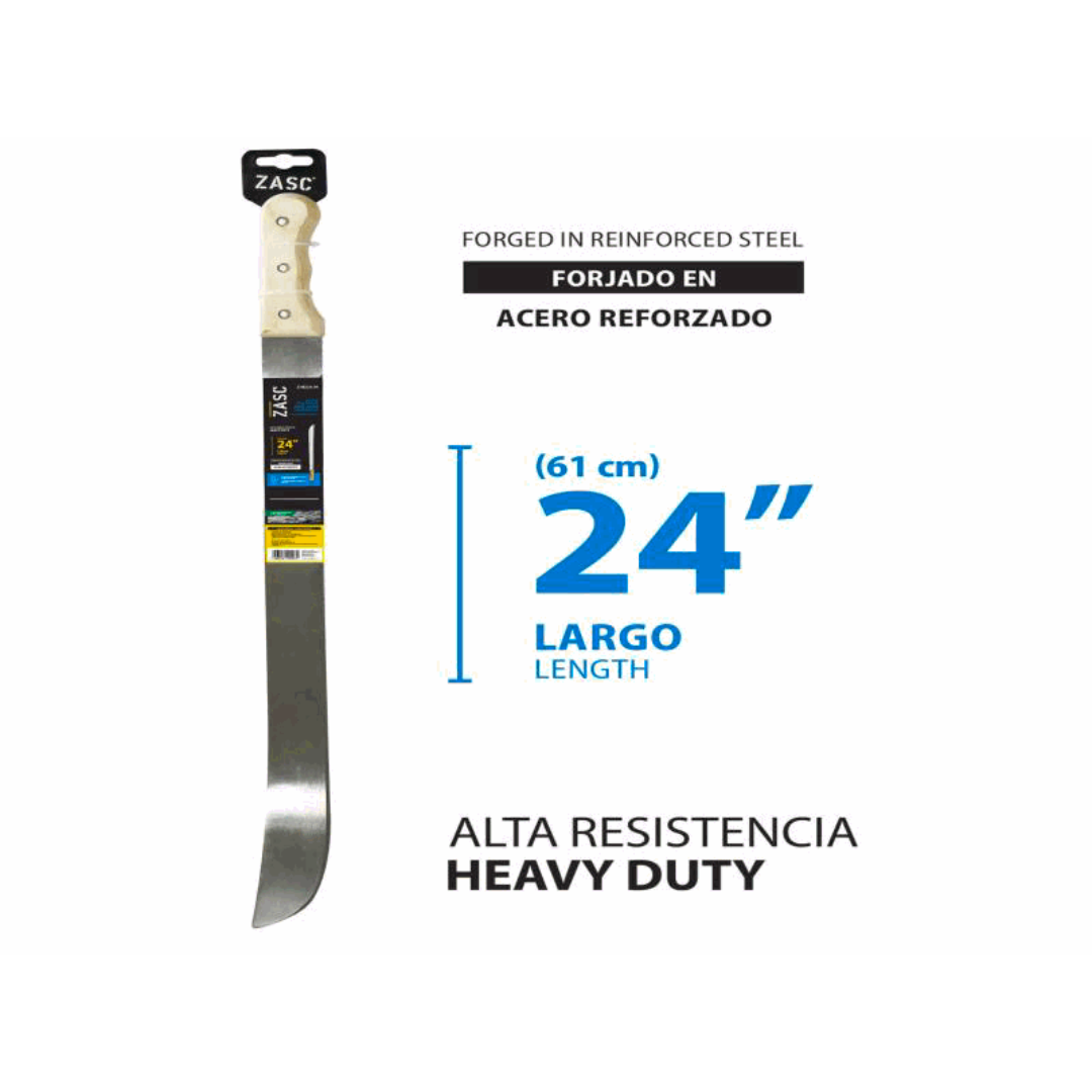 ZASC 24" Reinforced Steel Machete with Wooden Handle