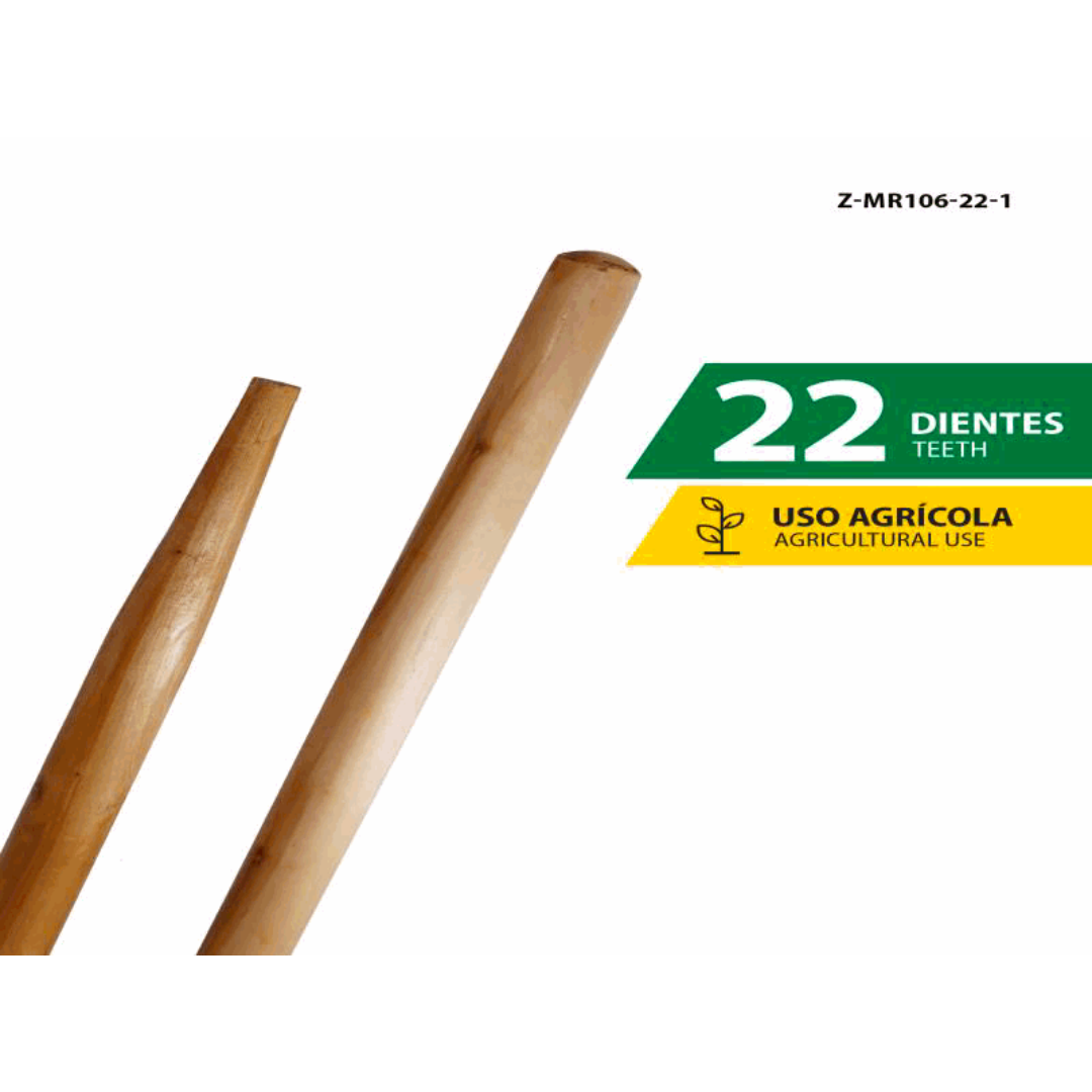 ZASC Wooden Handle for Agricultural Rake 22 Teeth