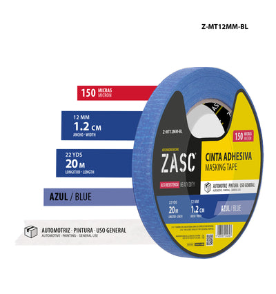 Cinta Adhesiva de Papel Azul ZASC / Z-MT12MM-BL