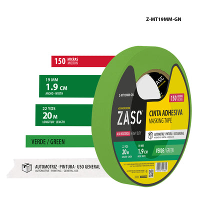 Ruban Adhésif en Papier Vert ZASC / Z-MT19MM-GN