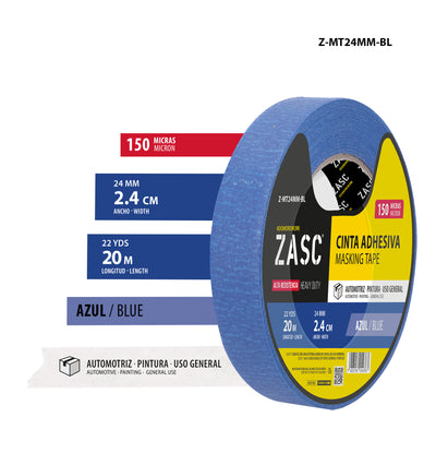 Cinta Adhesiva de Papel Azul ZASC / Z-MT24MM-BL
