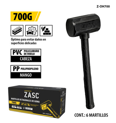 Octagonal Rubber Hammer 700g Zasc / Z-OH700