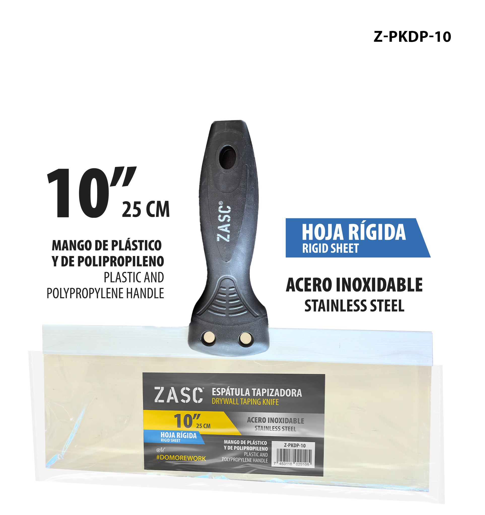 Espátula Drywall 10" Rígida ZASC / Z-PKDP-10