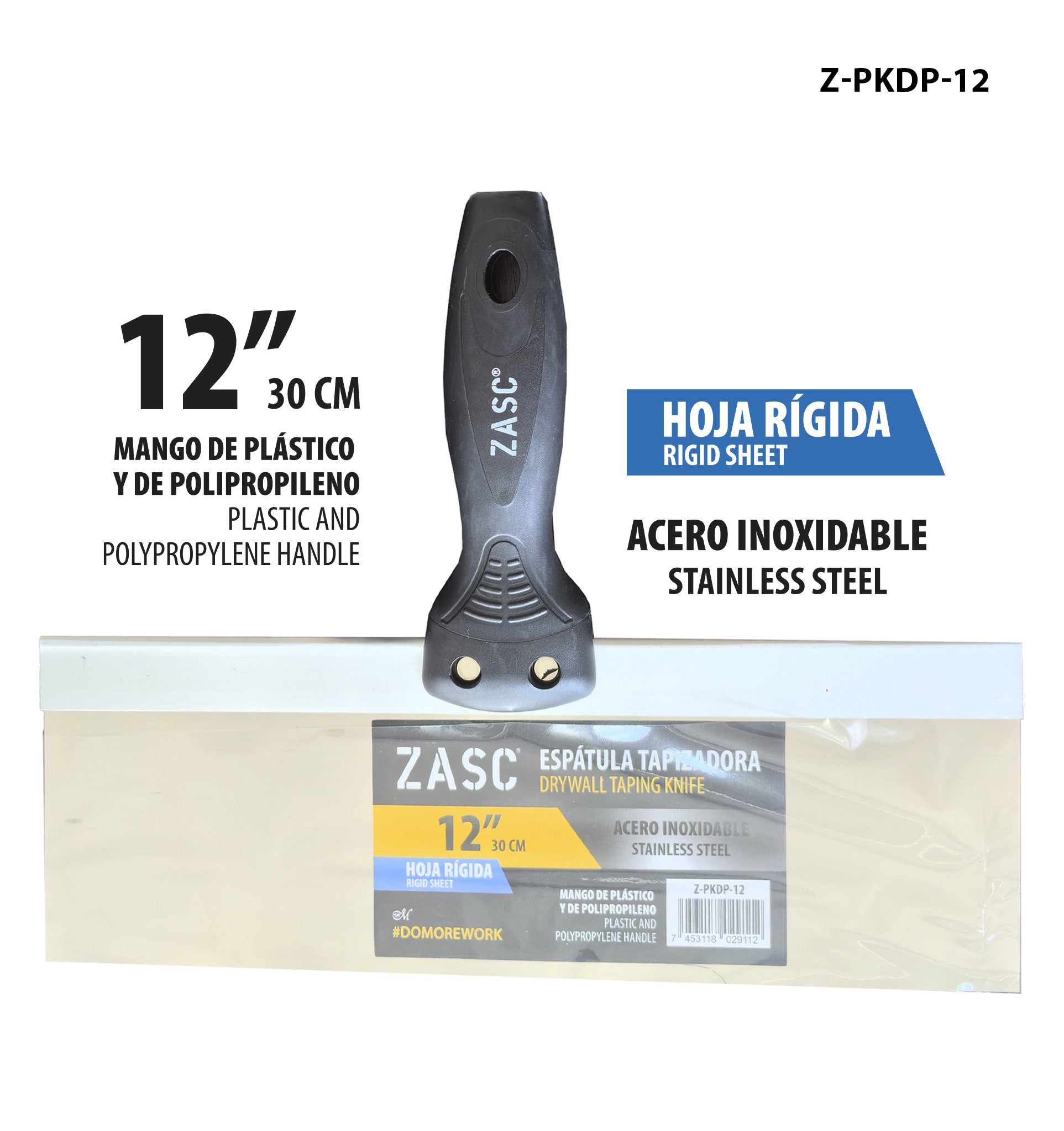 Espátula Drywall 12" Rígida ZASC / Z-PKDP-12