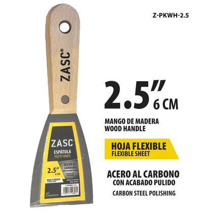 Flexible Putty Knife 2.5" Wood Handle ZASC / Z-PKWH-2.5