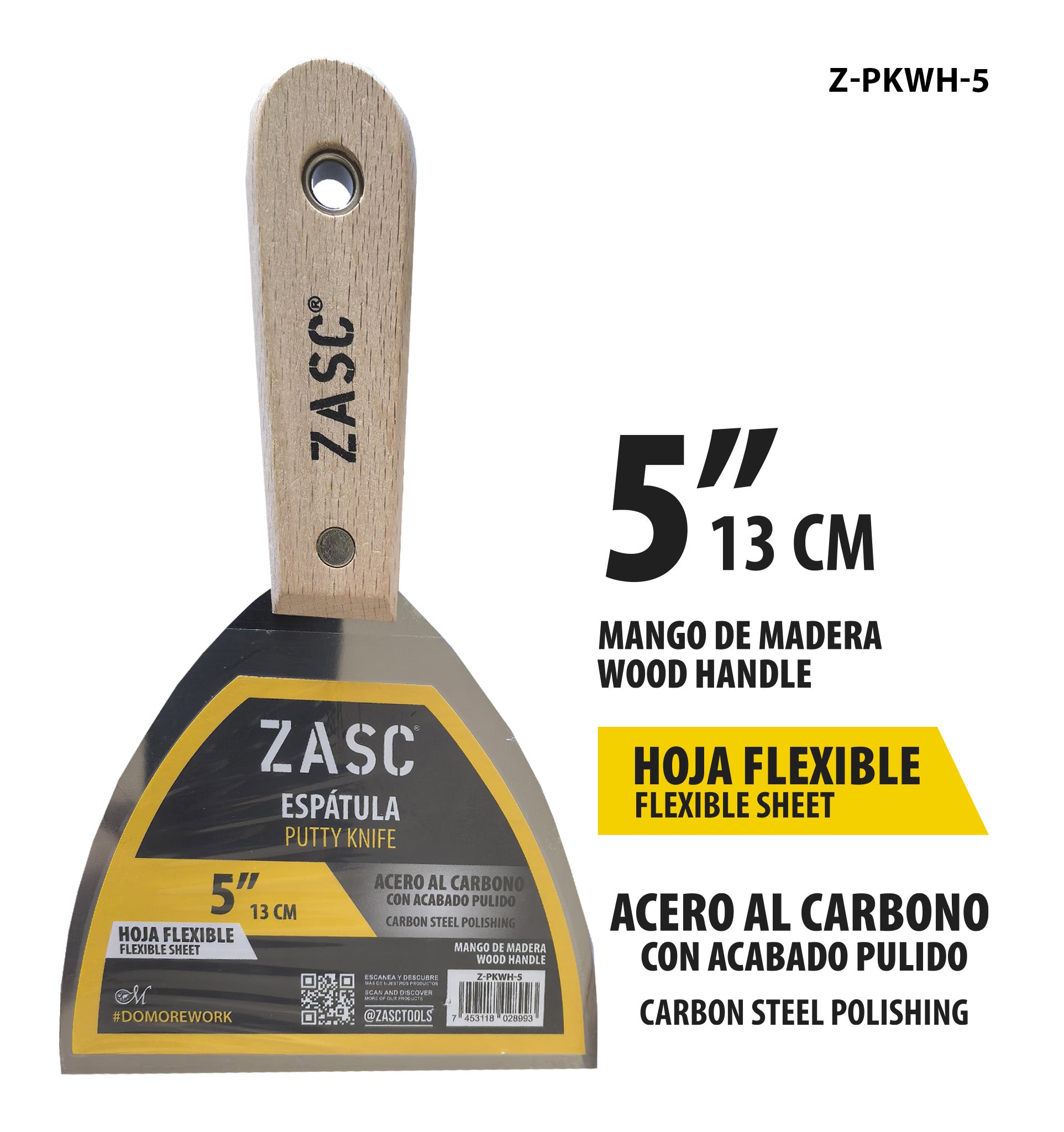 Espátula Flexible 5" Madera ZASC / Z-PKWH-5