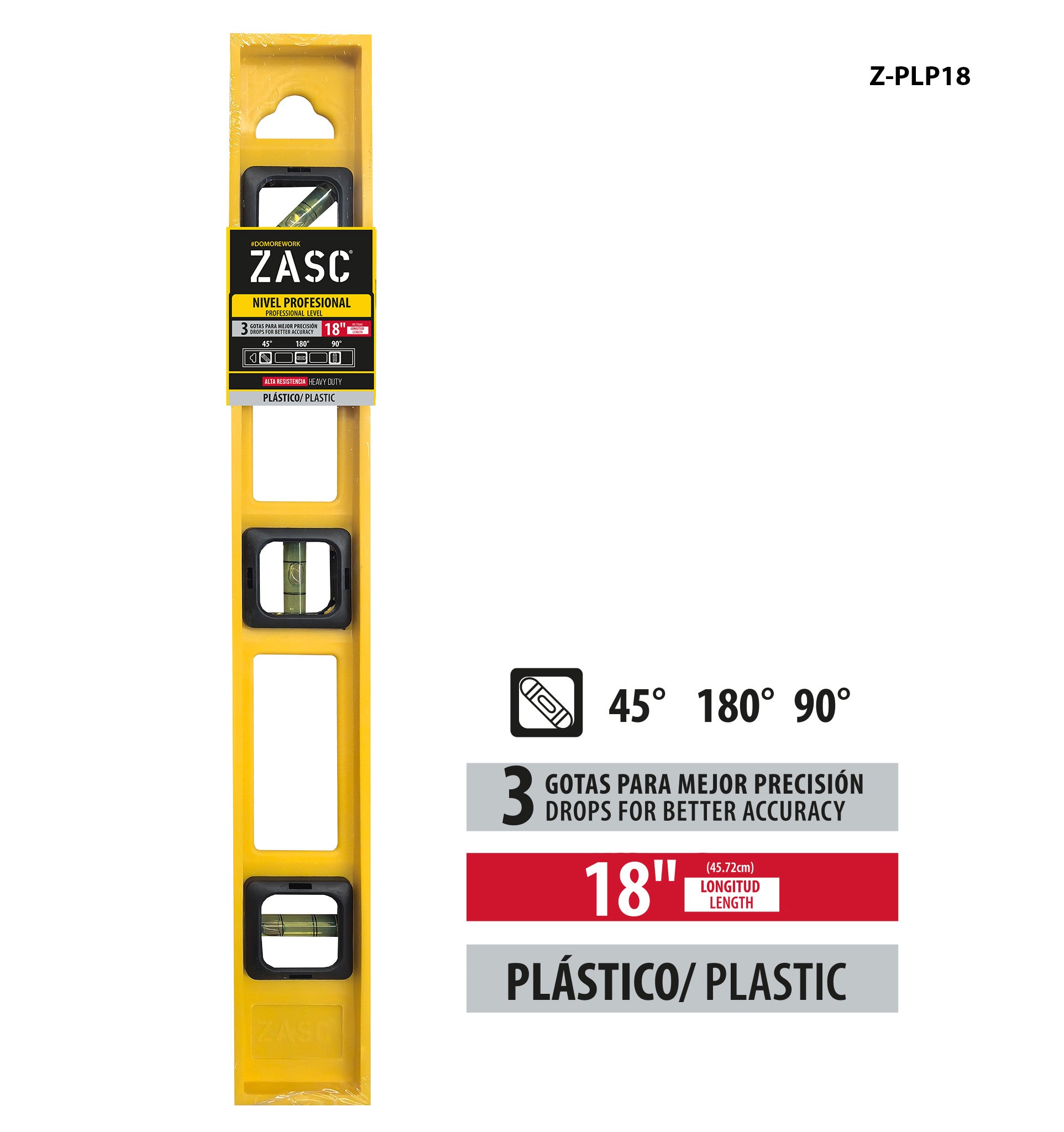 Professional Plastic Level 18" Zasc / Z-PLP18