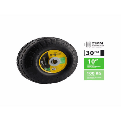 ZASC Pneumatic Wheel 10" – 21mm Shaft, 30 PSI, 100 kg Capacity